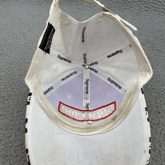 Supreme Hat Cap Strapback Men's Black White Checkered Logo Skater 90s Streetwear - Picture 5 of 10